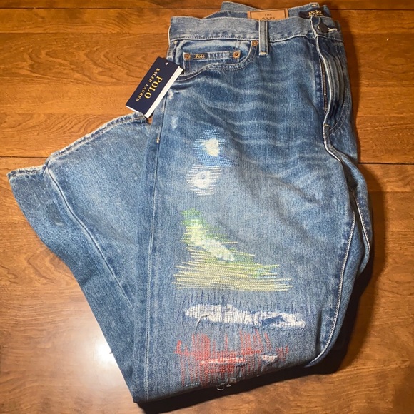 🆕Polo Ralph Lauren🏇Size 31 Avery Boyfriend distressed Multicolored Stitch Jean - Picture 3 of 13